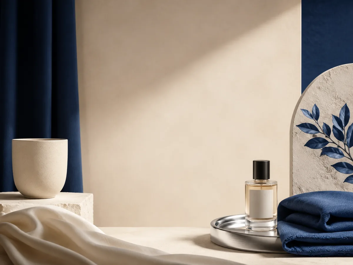 AI-generated brand social launch concept with unbranded accessories and space for campaign copy